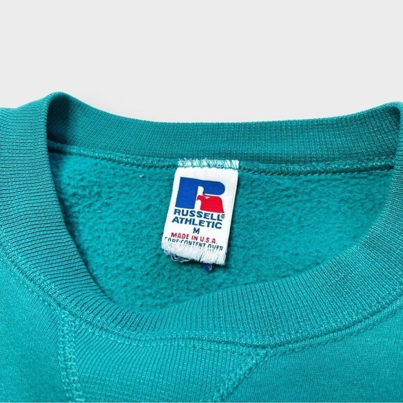 Vtg 90s Russell Athletic Logo Crewneck Sweatshirt, Soft 50/50, V Stitch, USA M - Picture 4 of 6